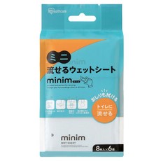 아이리스 변기에 흘려보내는 웻티슈 미니 POF-6PN, 1개, 48개입, 15 x 18cm