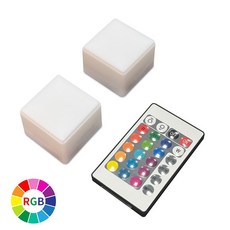 RGB 피규어 조명 리모컨 블라인드 박스 피규어받침 피규어계단, 02.사각 램프(RGB 조명 2개 + 리모컨)