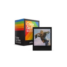 Polaroid 寶麗來 Go 彩色白框雙包裝相紙 (16張/48張/組) Go 彩色粉藍框/彩色黑框 (16張/盒), 1個, Go 彩色黑框相紙單盒裝 DGF2