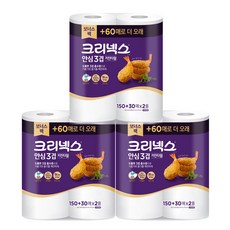 크리넥스 안심 키친타올 3겹 180매 2롤 x6개, 6개
