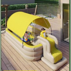 아이들 물놀이 풀장 워터슬라이드 미끄럼틀 미니수영장 자동팽창식 수영장 야외수영장 여름물놀이, a. 2.1m차양+슬라이드+농구(무선에어), 1개