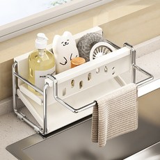 탑이지몰 싱크대 스텐 수세미거치대 자동물빠짐 수세미건조대 수세미걸이, 1개, 아이보리