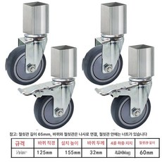 내하중 브레이크 선반 바퀴수리 이동식 철제 트롤리 바퀴, 26mm, 5인치 회색 고무 정음 바퀴, 1개