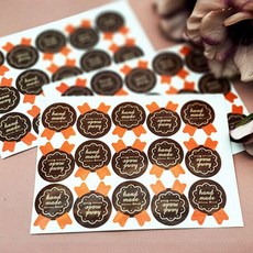 간식포장용 handmade 갈색붙임딱지 깔끔 음식점스티커 bgy738oN, 1개, 1개입, 단일