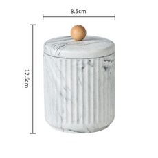 陶瓷牙線盒 牙線收納盒 牙籤罐 輕奢高檔家用陶瓷牙綫牙簽筒罐桶棉簽收納盒, 大理石灰單罐帶蓋子, 1個