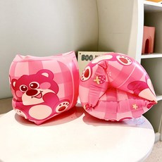 성인용 수영 연습 부력 보조 팔튜브 여름 물놀이 장비 안전 수상 레저용품, 1개, 핑크 딸기 작은 곰 롤러 15~80kg