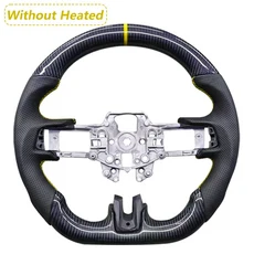 포드 머스탱 2015-2022 GT350 순정 카본 파이버 외장 천공 가죽 스티어링 휠에 적합, 01 2018-2023