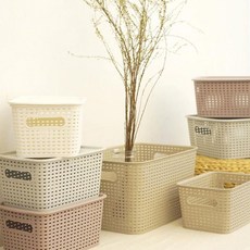 MBCO 라탄 패턴 정리함 중 415 x 285 x 142mm, 그레이, 그레이