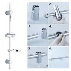 滑動桿可調節花灑支架 人性化設計 適合不同身高, 銀色