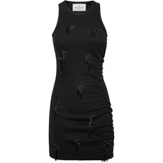 필립플레인 프린지 디테일 골지 맥시 드레스