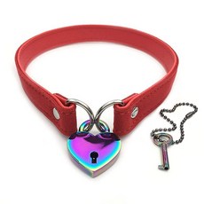 자물쇠 초커 칼라 목걸이 잠금 및 키 하트 락 초커 여성 및 남성용 E 14 436763, 14 Inches
