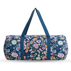 메종 드 에르민 요가 매트 가방 원통형 여성 남성용 조절 어깨끈이 달린 캐리어 끈 수납 주머니와 지퍼 포켓이 포함됨, Happy Florals, Yoga Mat Gym Bag, 1개, 행복한 꽃무늬