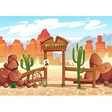 ECLATIS BELECO 1.5x91.4cm5x3피트 패브릭 만화 와일드 웨스트 사막 배경 서부 카우보이 구함 사인 포스터 애리조나 그랜드 캐년 선인장 푸른 하늘 구름 서양