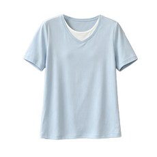 孕婦短袖t恤套裝 夏季薄款 疊穿假兩件上衣 鬆弛清新 小個子通勤穿搭
