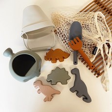 지아지조 실리콘 모래놀이 목욕장난감 소꿉놀이 세트 (네트백 증정), 1세트, 0.98g, 다이노