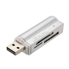 USB2.0 미니 휴대용 올인원 카드 리더기 SDSDTFMS DuoMicro MS(M2)Ms Pro Duo PC 컴퓨터 용, 03 실버
