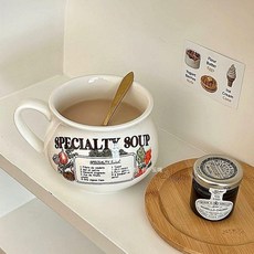 도자기 손잡이 스프컵 볼 수프컵 시 우유 요거트, 야채와 시리얼 배 그릇