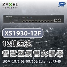 ZYXEL XS1930-12F 12埠五速智慧型網管交換器, 1個