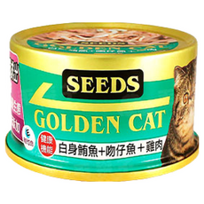 惜時 Golden Cat健康機能金貓罐 24入 (白身鮪魚+吻仔魚+雞肉) 貓咪濕糧, 80g, 24個, 混合口味(吻仔魚/雞肉)