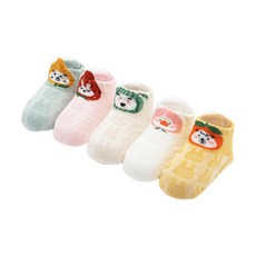 雪倫小舖 童襪 嬰兒襪 5雙入 春夏薄棉透氣孔造型船襪