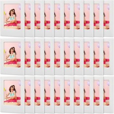 Suzile 30 팩 미니 마그네틱 액자 2x3 인치 작은 테이블 냉장고 락커 화이트보드용 폴라로이드 후지필름 인스탁스 필름 사진 호환 화이트, White, 1개