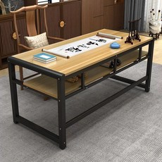 서예 테이블 붓 취미 100x60x80cm 가정용 거실 동양화 예술, L. 라이트월넛 + 블랙 다리 브러쉬 홀더 포함