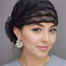 新款上架 蕾絲網紗遮白髮帽包頭帽春夏盤髮透氣優雅洋氣帽子女蕾丝头巾頭巾帽 蕾絲帽