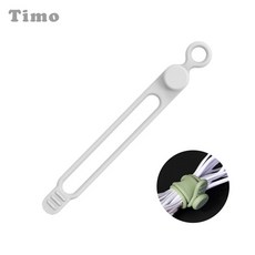Timo 矽膠束線帶 理線器 電線收納 充電線耳機適用 彈性綁帶 掛孔設計 白色 1個