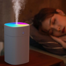 CCAGU 미니 가습기 무소음 초음파 2in1 무드등 사무실 탁상용 차량용 가정용, 그레이