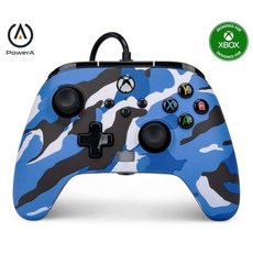 Xbox Series XS용 PowerA 고급 유선 컨트롤러 미스트 분리형 10피트 USB 케이블 매핑 가능한 버튼 및 럼블 모터 공식 라이선스, Blue Camo, 1개