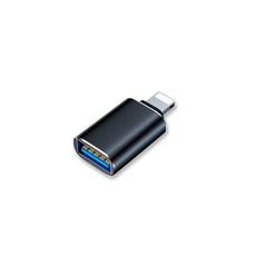 OTG功能 Type-C USB iPhone 轉接頭 手機電腦充電線轉接器, 1個, 蘋果公 轉 USB-A母 (黑)