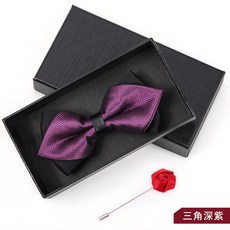 領結男結婚婚禮新郎伴郎紅色西裝襯衫英倫兄弟團韓式蝴蝶結女禮盒三角深紫領結+禮盒【送玫瑰胸花】默认颜色