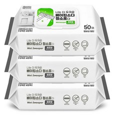 토탈하우스 베이킹소다 청소포 50매내입 30X20cm 캡형 물걸레청소포 두꺼운 비스코스 원단 5651, 3개