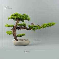 STTPEI 新中式實木迎客松盆栽 桌面裝飾品, 如圖所示