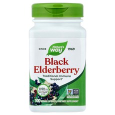Nature's Way 블랙 엘더베리 비건 캡슐 100정(캡슐 1정당 575mg) NWY-12440, 1개