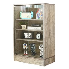 Akira MIT加深款玻璃收納展示櫃60x40x90公分，防塵模型公仔櫃，多功能置物書櫃, 灰橡色
