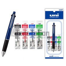 유니 제트스트림 4+1 0.5 멀티펜 리필 세트, 4+1 네이비0.5mm+리필(흑1청1적1녹1) 세트