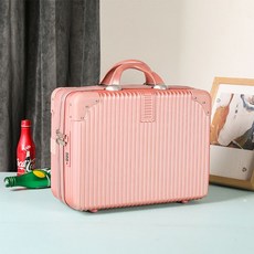 초경량 소형캐리어 트렁크 1박2일 가벼운 승무원 여행용가방, 로즈골드[스크럽백 코너], 14인치 [표준타입+잠금없음]