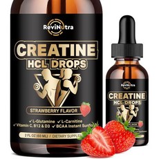 Creatine HCL Liquid Drops for Men & Women - 1500mg Liquid Creatine Hydrochloride for Muscle Growth, Strawberry, 2 Fl Oz (Pack of 1), 1개, 60ml