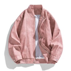 防風保暖翻領飛行夾克 戶外運動工裝機能風衣外套 美式皮衣派克大衣騎行服賽車服, XL建議體重135-155斤, 粉色