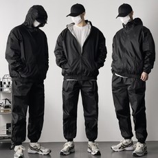 오프앤 남녀공용 후드 집업 땀복 다이어트 운동복 런닝 헬스 무지 땀복 상하 세트