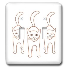3dRose lsp_20932_2 세 마리의 고양이 스탠딩 아웃라인 아트 드로잉 더블 토글 스위치 144181, 3dRose lsp_20932_2 세 마리의 고양이 스