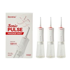 [쇼핑백증정] 동국제약 구강세정기 리뉴얼 덴트릭스 소닉펄스 마사지 샷 구강세정기 워터치실 치석제거 스켈링, 3개