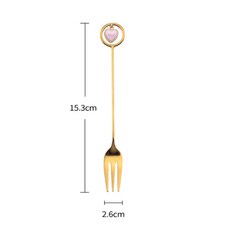 立雅小舖 304不銹鋼吊墜咖啡攪拌勺/甜品叉 創意愛心/星星款 15.3cm, 1個, 愛心吊飾叉子