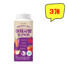 비락 유기농 100% 야채사랑 당근비트, 3개, 180ml