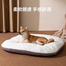 冬季保暖寵物墊 珊瑚絨可拆洗狗狗窩墊 四季通用柔軟狗床, 白色 珊瑚絨墊子(四季通用), 1個