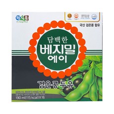 정식품 베지밀 담백한 에이 검은콩 두유, 190ml, 16개