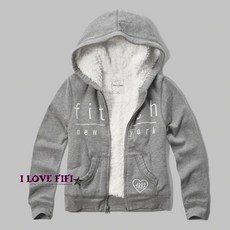 Abercrombie & Fitch 女童羔羊毛內襯連帽外套
