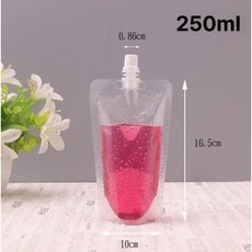 쉐이크 파우치 일회용 투명 300ml 100개 봉지 비닐 팩 휴대용 주스 쥬스 테이크아웃, 투명 흡입 봉투 380ml (15mm), 1개, 1개