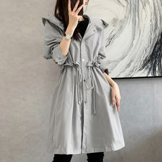 抽繩女款連帽夾克外套 長版野戰狩獵風休閒